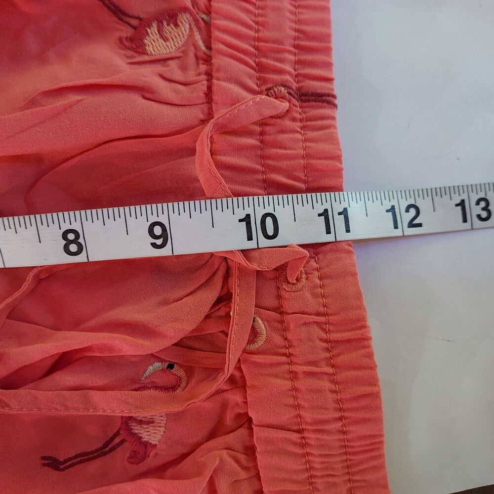 LOFT Embroidered Flamingo Rayon Shorts Flowy Drawstring Elastic Waist Size Small - Picture 8 of 9